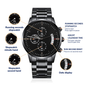 Customizable Engraved Black Chronograph Watch - A Timeless Gift for Him