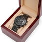Customizable Engraved Black Chronograph Watch - A Timeless Gift for Him