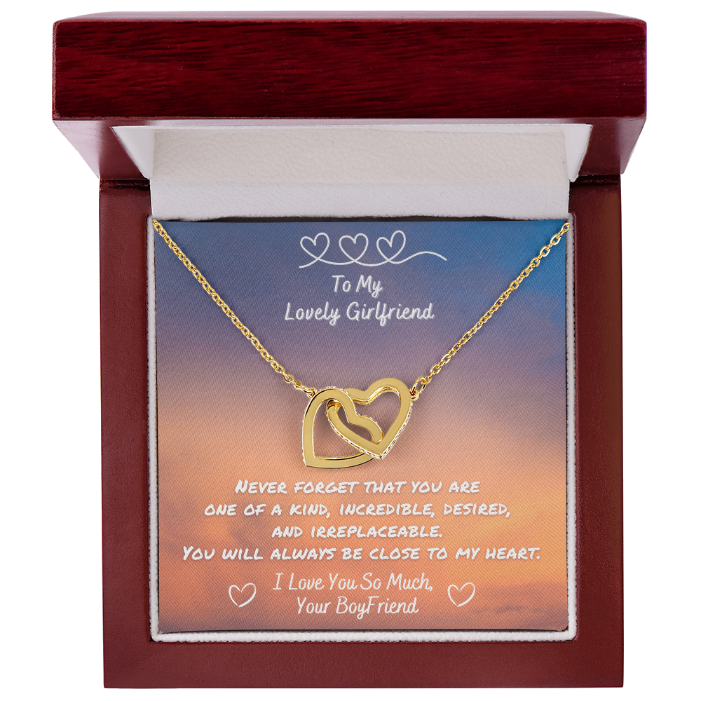 Interlocking Hearts Necklace, White Or Gold, A Romantic Gift For Your Girlfriend