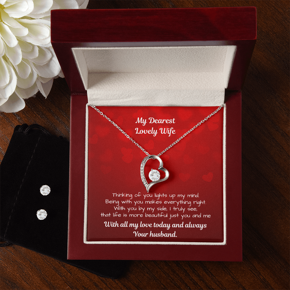 Wife Forever Love Necklace Ear Ring Set - Timeless Love Set