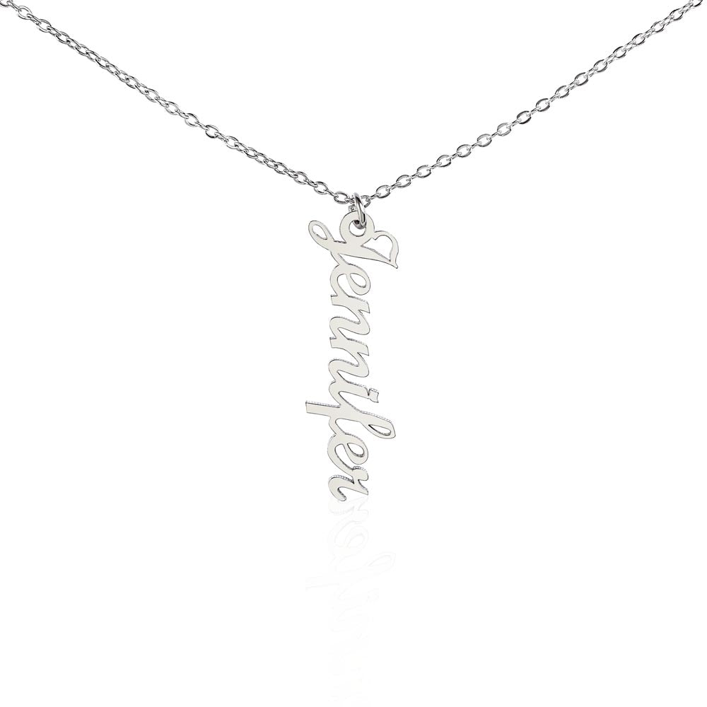 Engraved Vertical Name Necklace – From Mom or Dad to Daughter