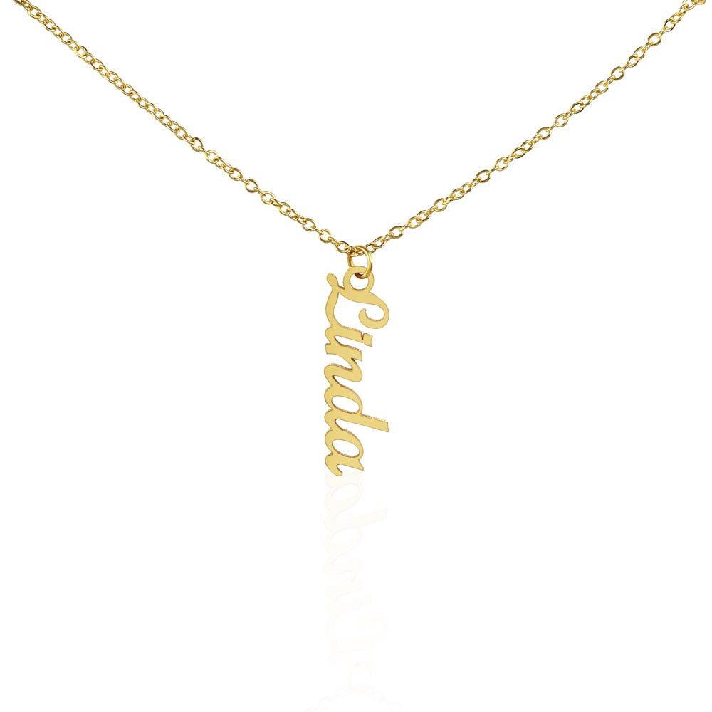 Engraved Vertical Name Necklace – From Mom or Dad to Daughter