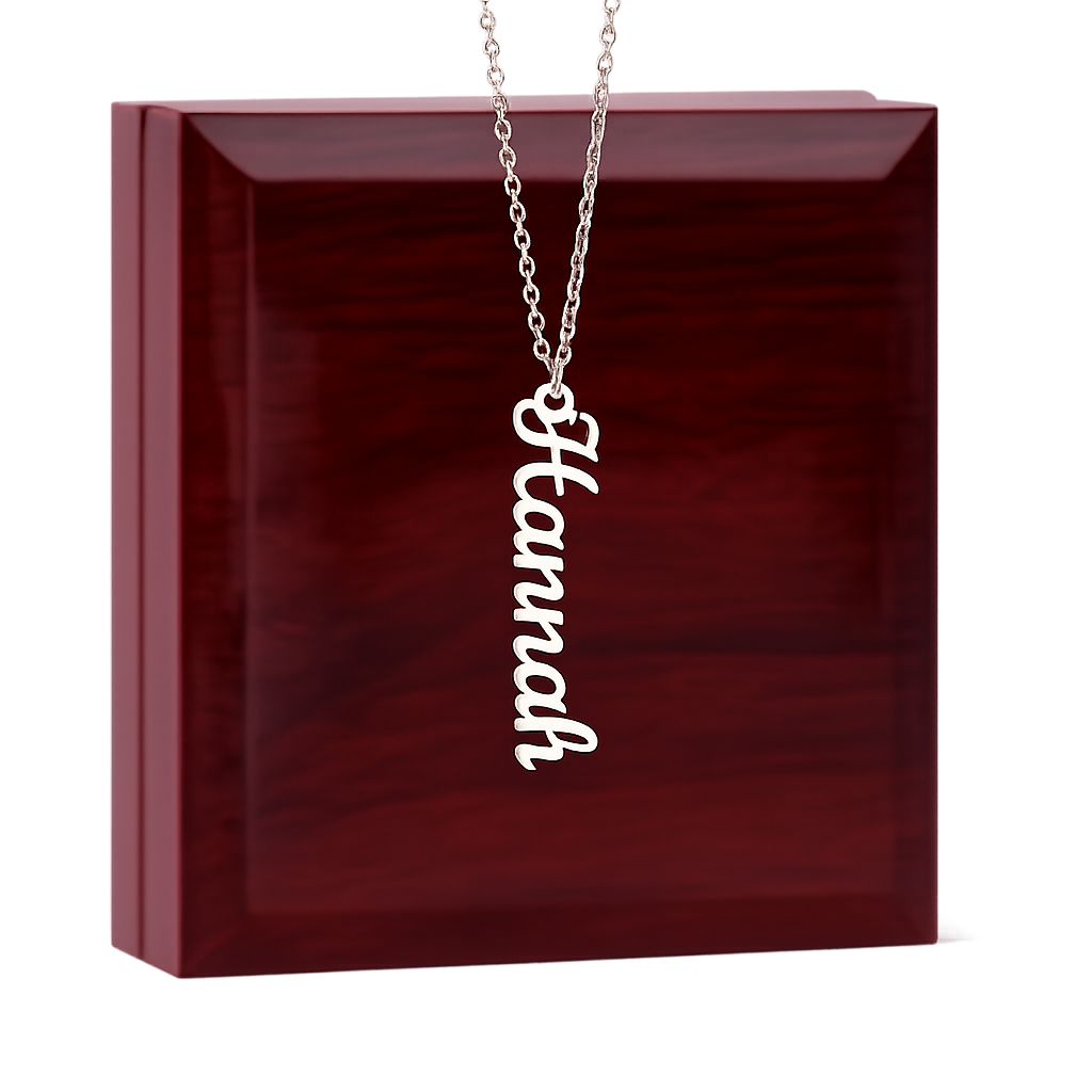 Engraved Vertical Name Necklace – For My Daughter