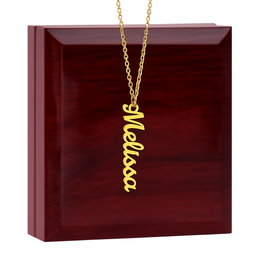 Engraved Vertical Name Necklace – For My Daughter