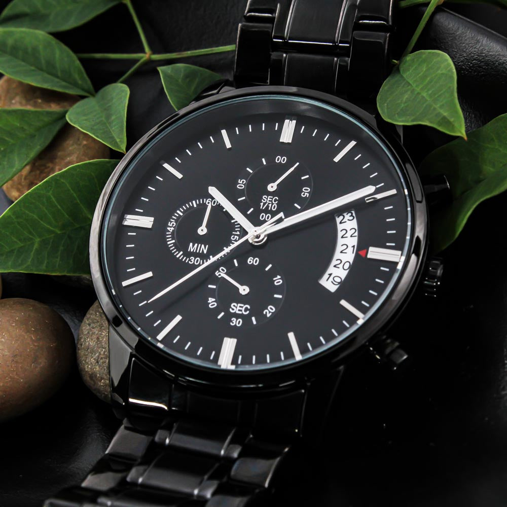 To My Love ⌚ Personalized Engraved Black Chronograph Watch