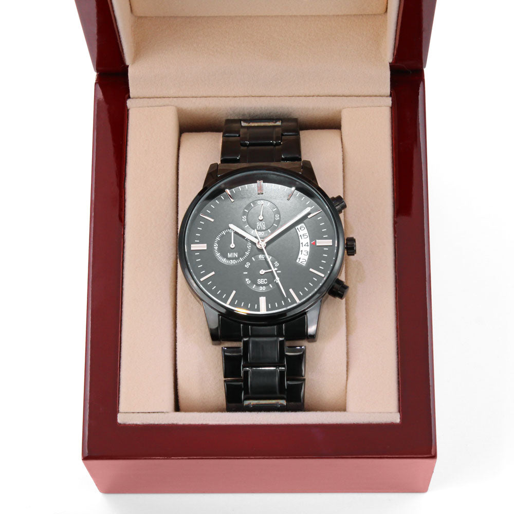To My Love ⌚ Personalized Engraved Black Chronograph Watch