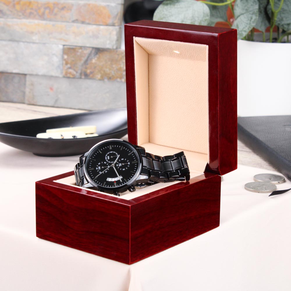 To My Love ⌚ Personalized Engraved Black Chronograph Watch