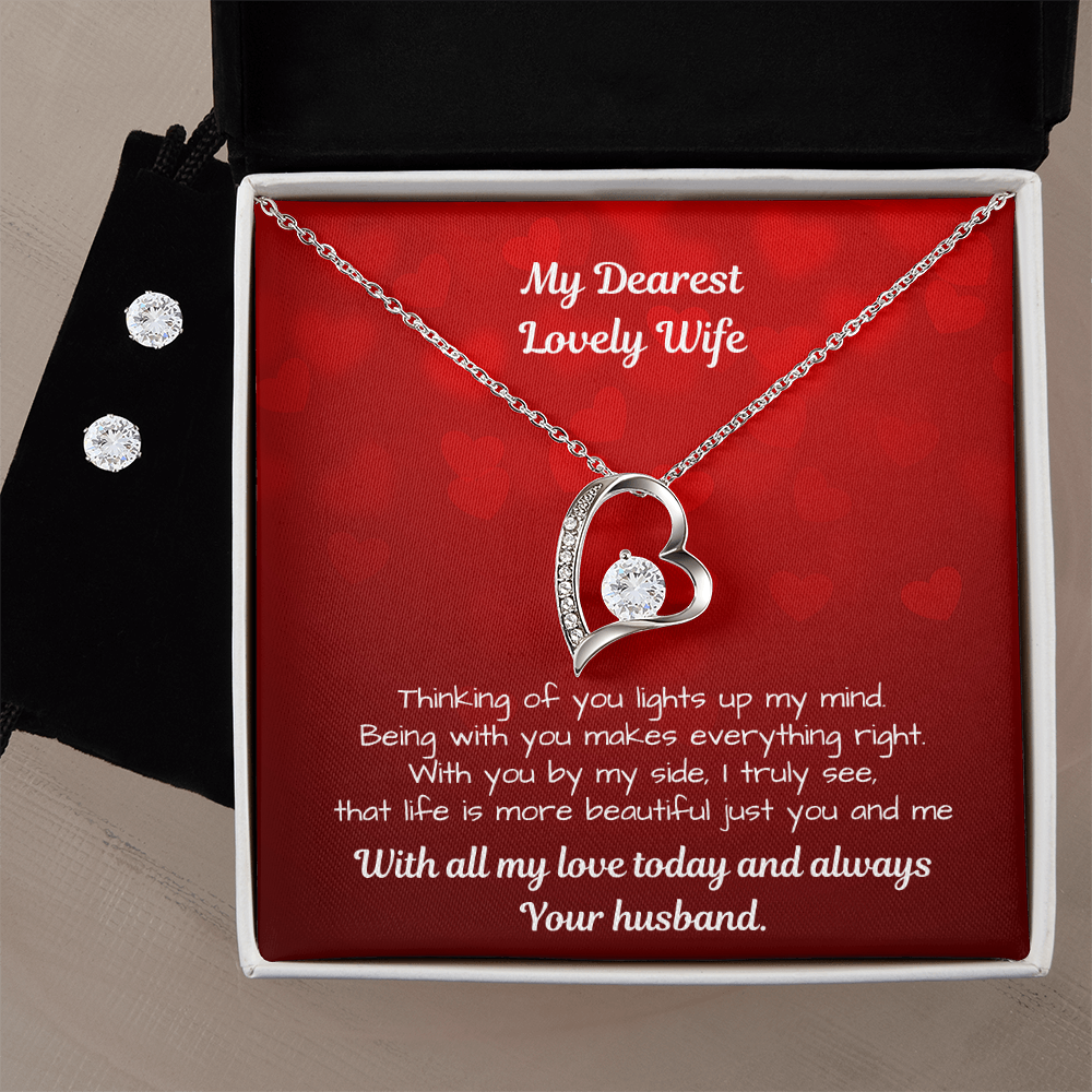 Wife Forever Love Necklace Ear Ring Set - Timeless Love Set