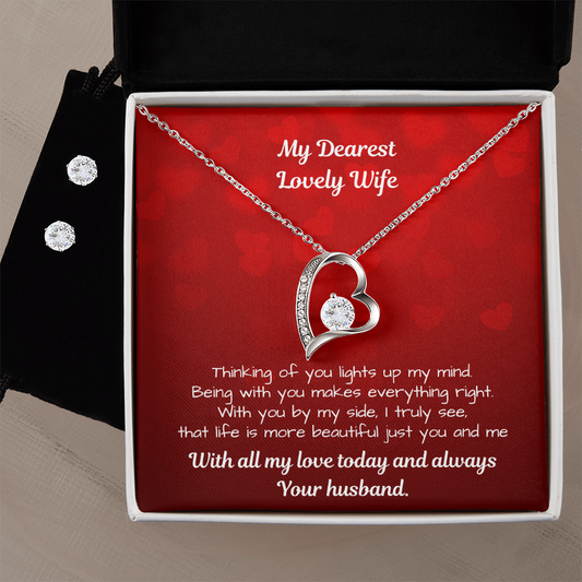 Wife Forever Love Necklace Ear Ring Set - Timeless Love Set