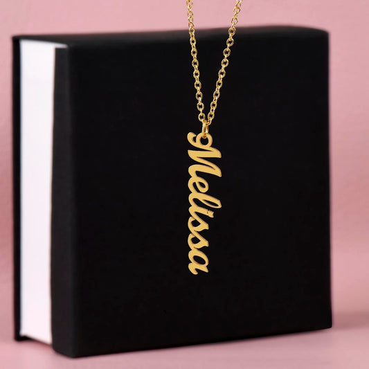 Engraved Vertical Name Necklace – From Mom or Dad to Daughter