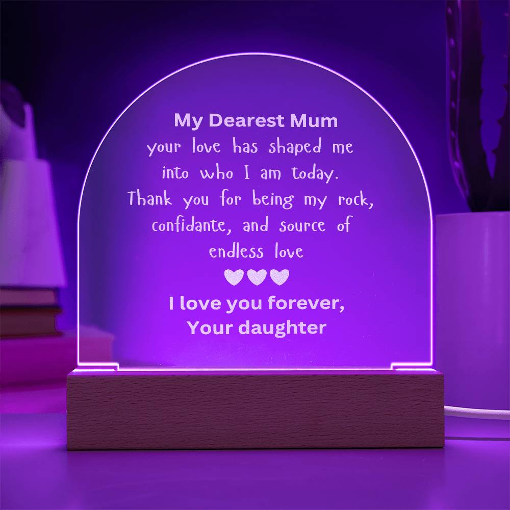 Personalized Acrylic Plaque Gift 🎁 for Mom – Custom Engraved from Daughter | Perfect for Mother's Day, Birthdays, & Special Occasions