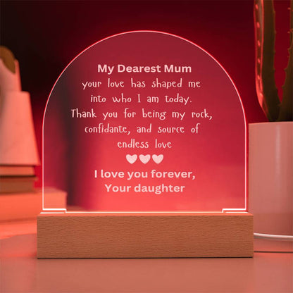 Personalized Acrylic Plaque Gift 🎁 for Mom – Custom Engraved from Daughter | Perfect for Mother's Day, Birthdays, & Special Occasions