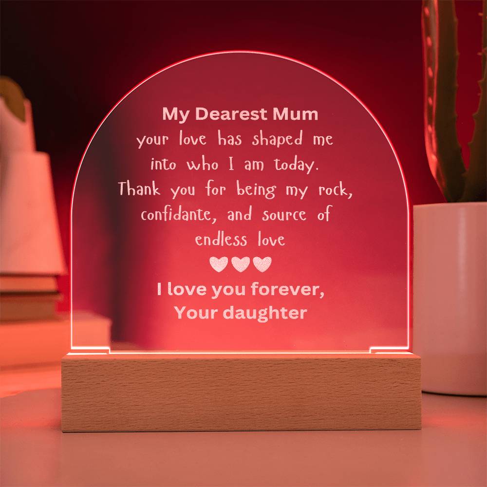 Personalized Acrylic Plaque Gift 🎁 for Mom – Custom Engraved from Daughter | Perfect for Mother's Day, Birthdays, & Special Occasions