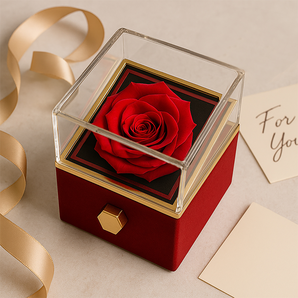 Luxury Gift Love Knot With Roating Rose Gift Box From Mom