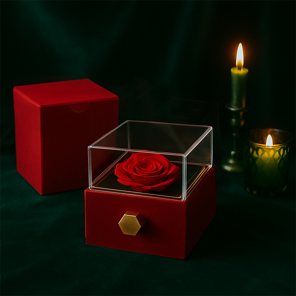 Luxury Gift Love Knot With Roating Rose Gift Box From Mom