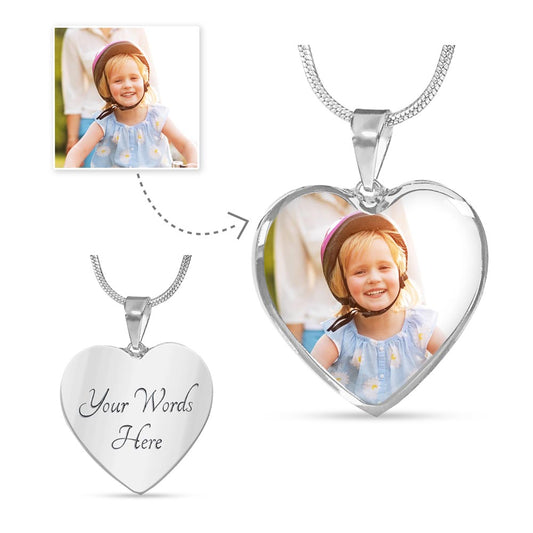 Upload Photo In Heart Necklace With Custom Engraving